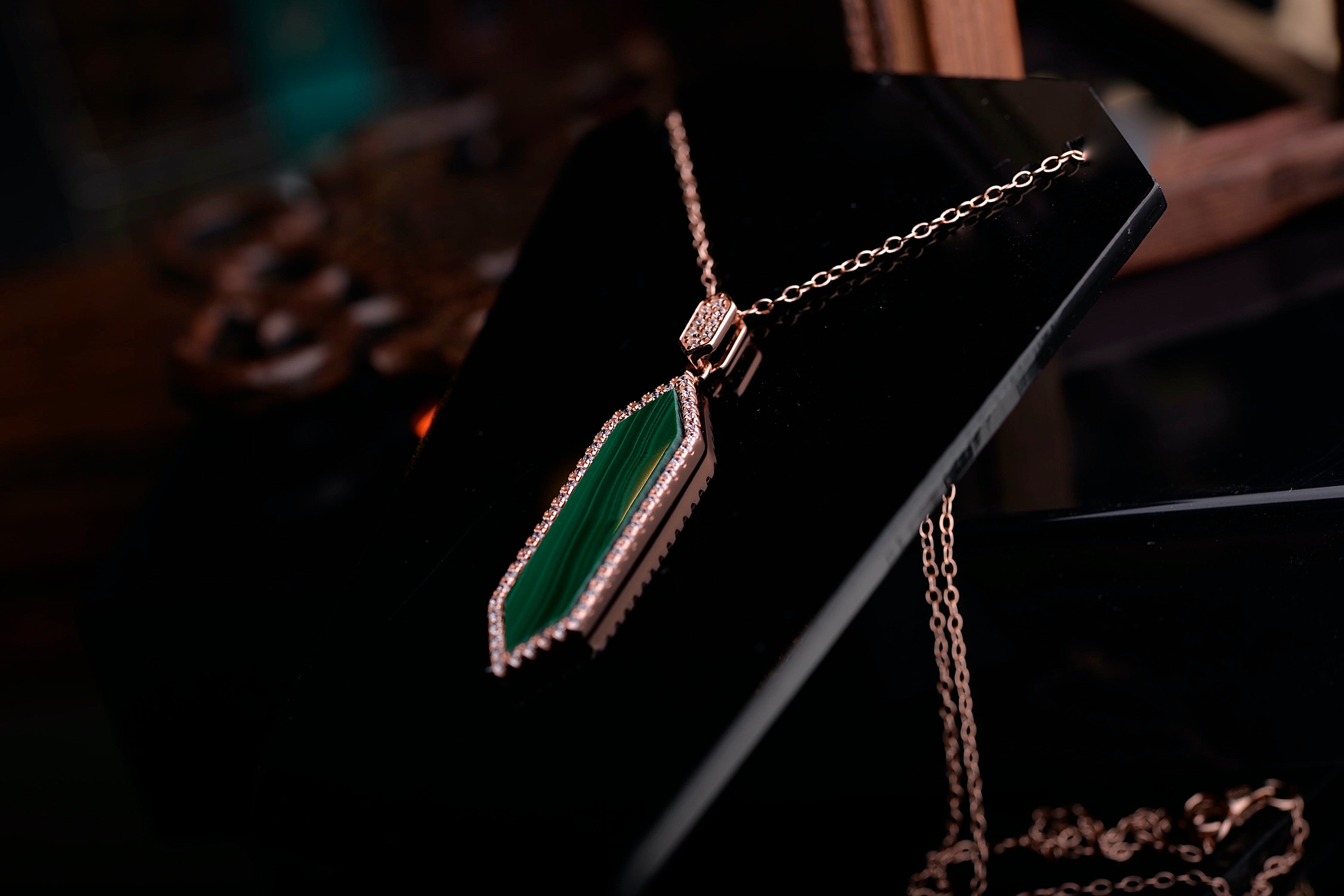 malachite square necklace
