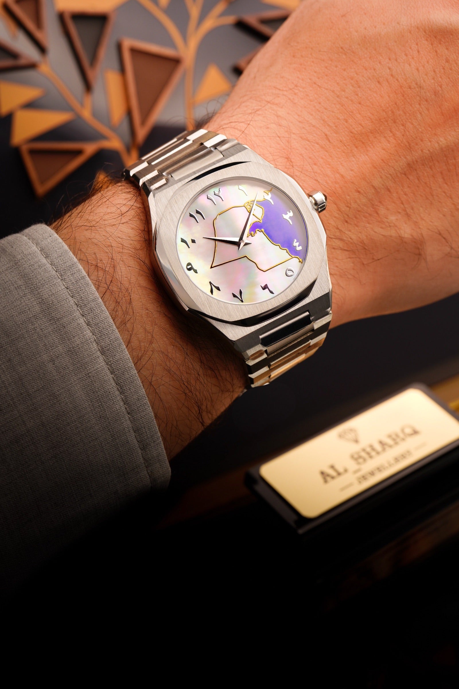 Kuwait map Steel Men's