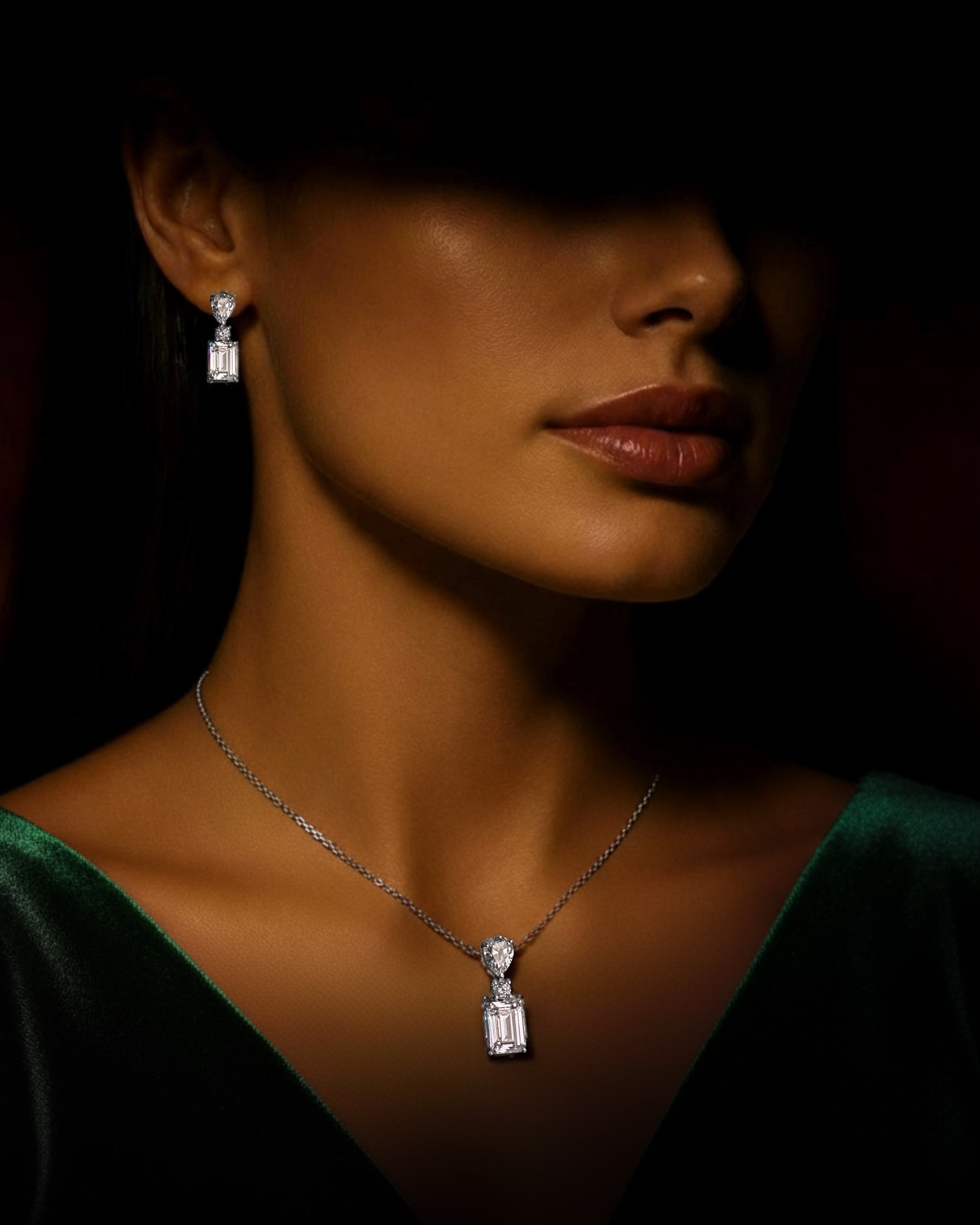 emerald necklace & earring
