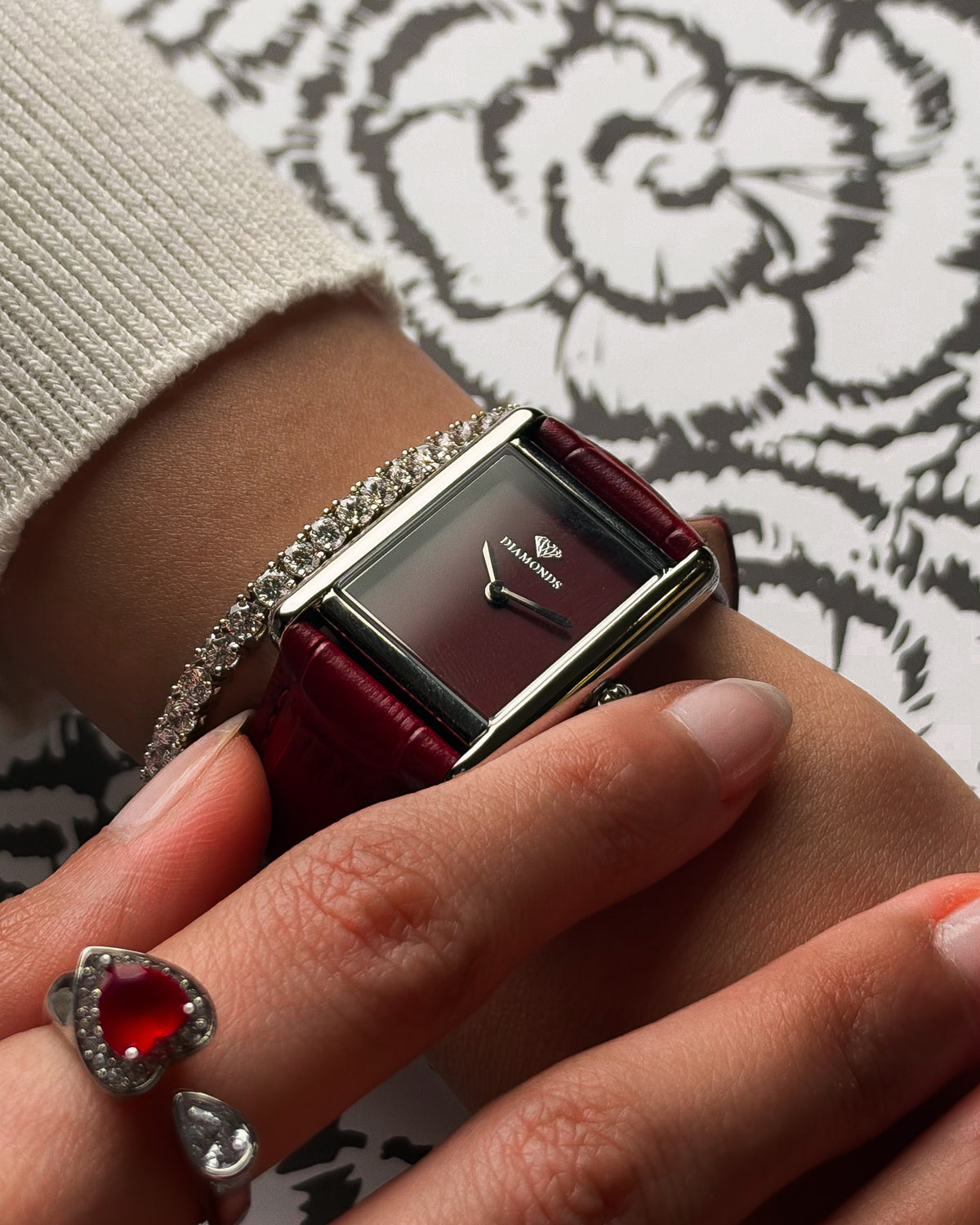 Diamond burgundy dial