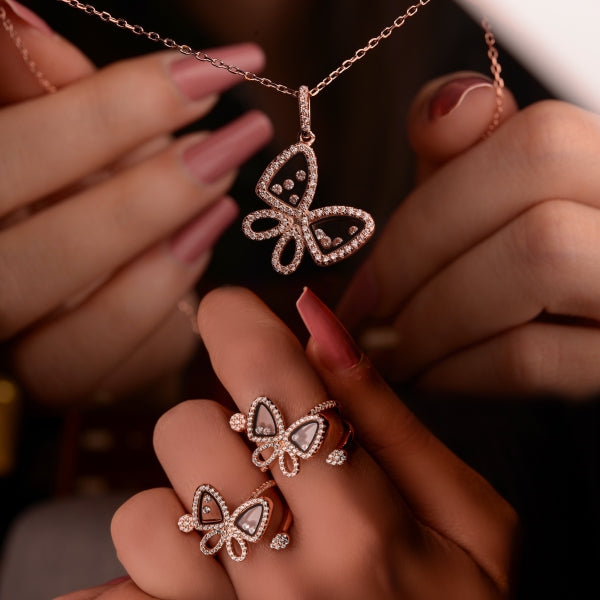 ButterFly Solitaire Necklace & ring